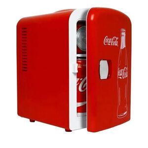 Coca-Cola 4L Portable Cooler, Personal Travel Fridge Red, Coke Bottle